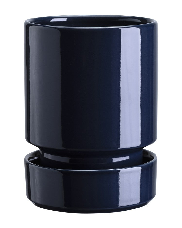 Hoff Indoor Pot & Saucer | Glazed Sapphire Blue