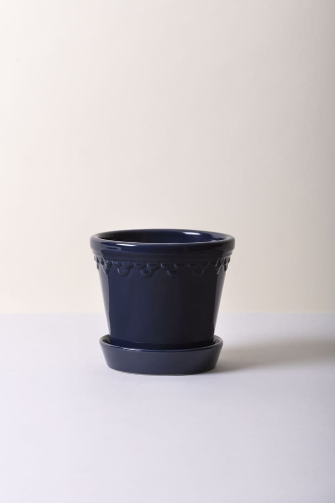 Københavner Plant Pot | Glazed in Sapphire Blue