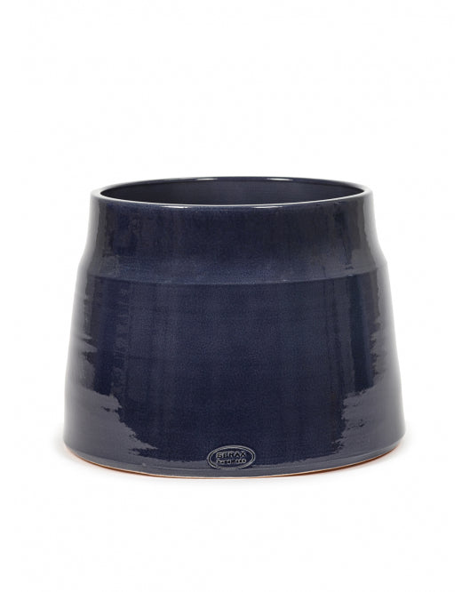 The Every Space indoor Blue Glazed Plant Pot in terracotta with dark blue glaze by Serax