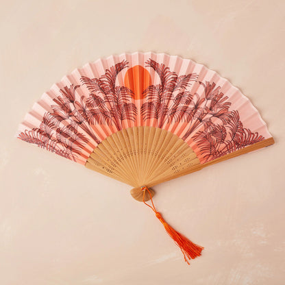 Folding Fan in Peachy Orange