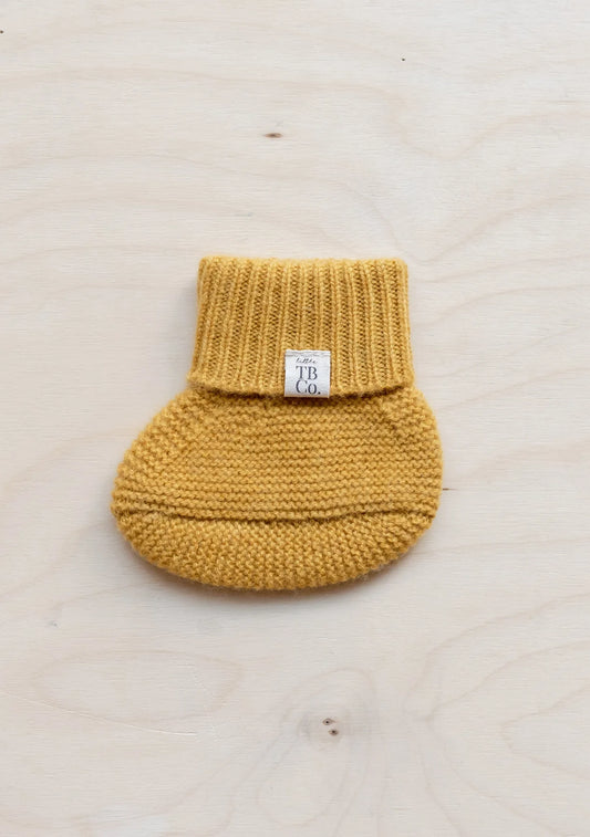 Cashmere & Merino Baby Booties in Mustard