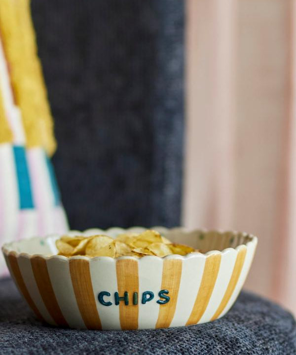 Bloomingville multi coloured handpainted stoneware chip bowl
