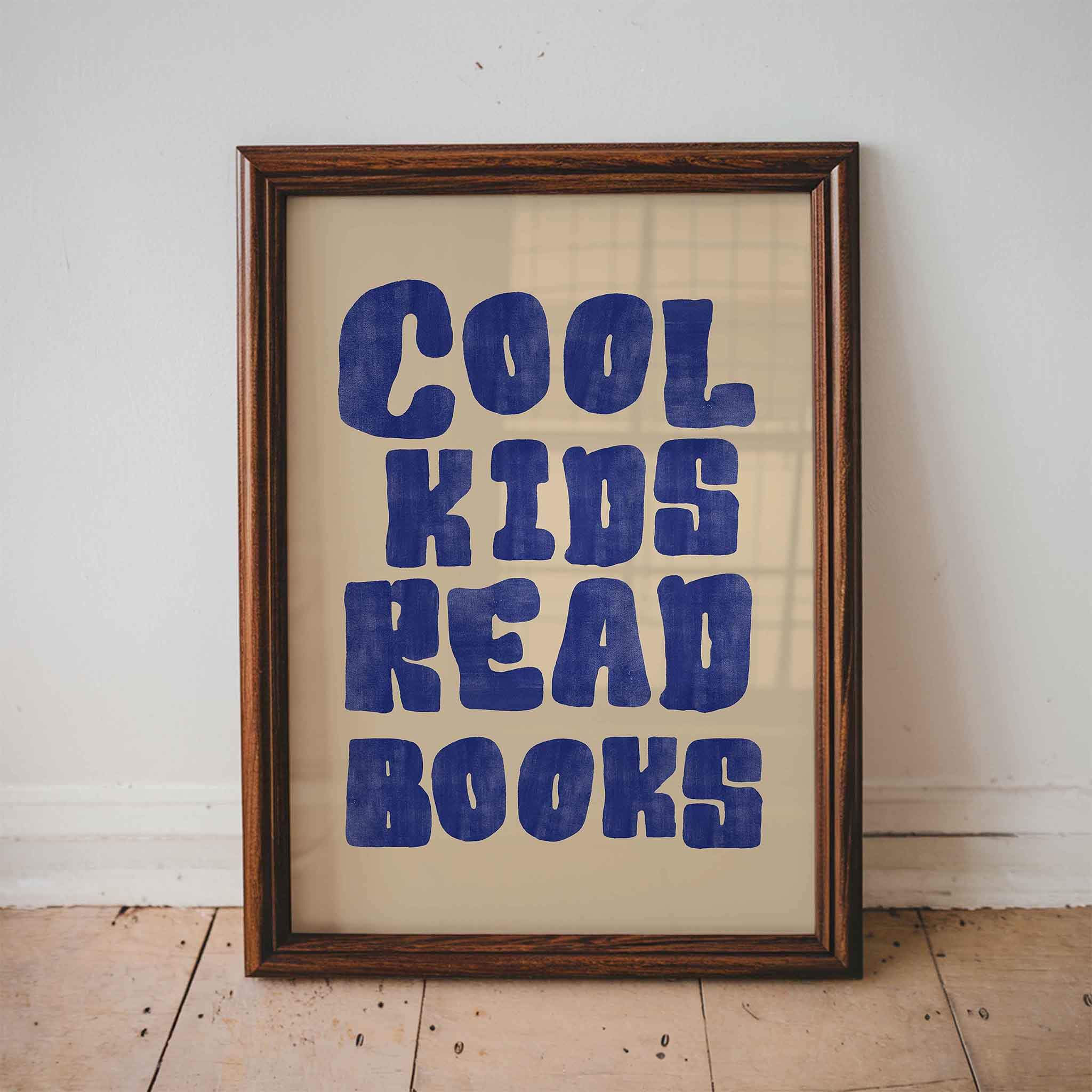 Cool Kids Read Books retro typography print, A4 unframed