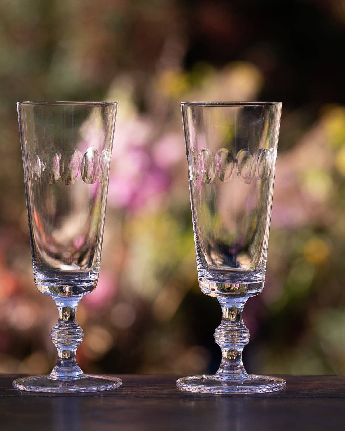 The Vintage List crystal champagne flutes, lens design, set of four