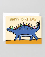 Alice Bowsher Party Dino kids birthday card with gold foil details