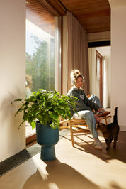 Vibes Coupe Fold Plant Pot | White / Deep Blue | Ø14cm, Ø30cm