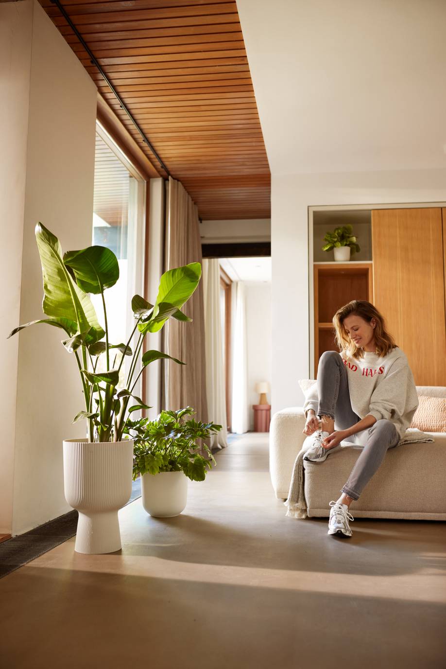 Vibes Coupe Fold Plant Pot | White / Deep Blue | Ø14cm, Ø30cm