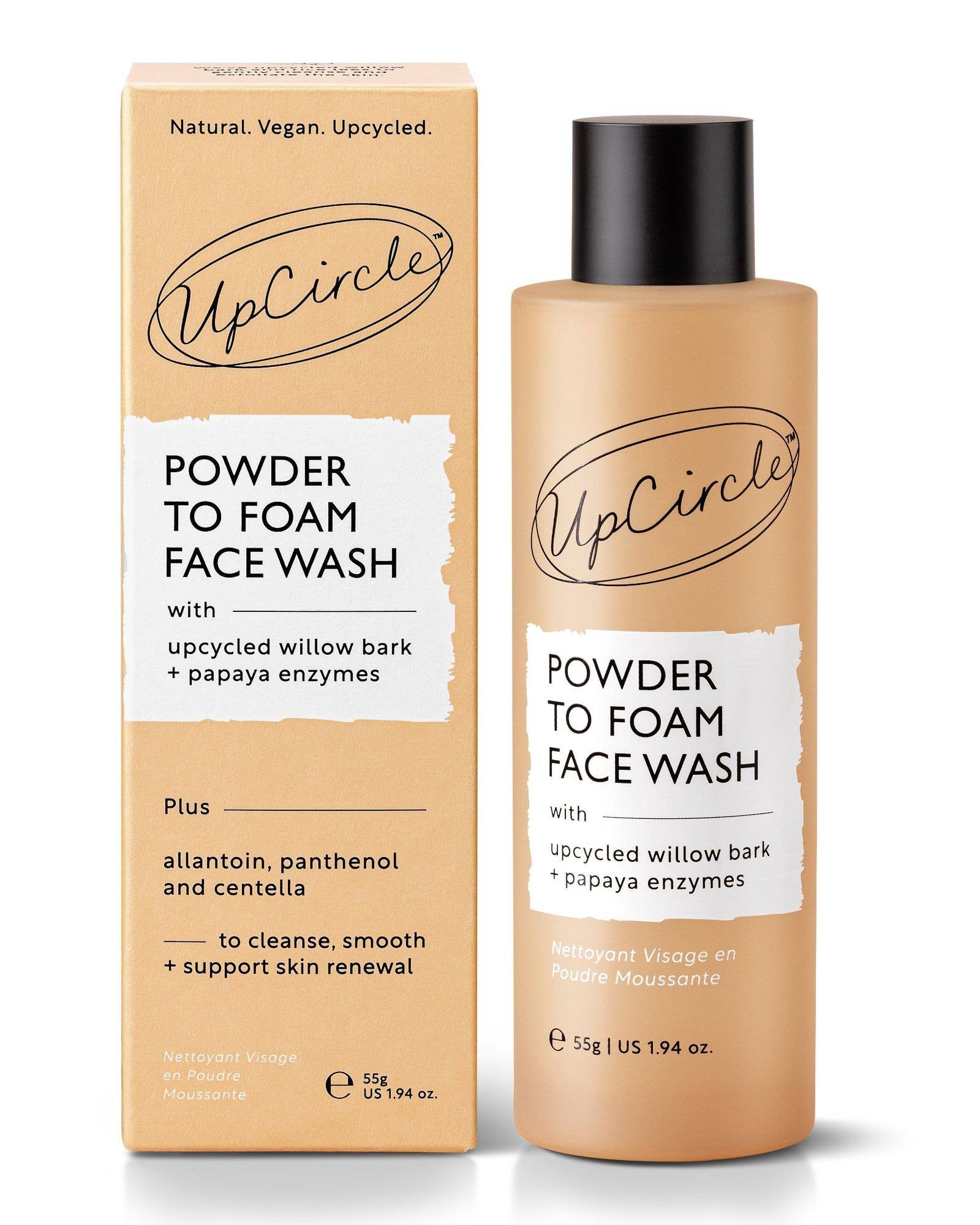 UpCircle Powder to Foam Face Wash packaging on a white background