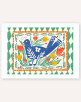 Folk Birds And Flowers Print | Carole Hillman