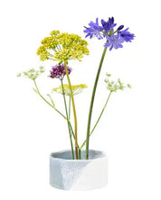 Burgon & Ball Fuji Japanese flower arranging bowl, blue grey diagonal dip glaze