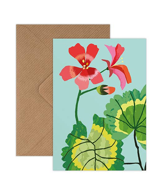 Brie Harrison Geranium mini card pack, pack of 8 blank cards
