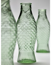 The Every Space quirky Fish & Fish Green Glass Bottle, vase or carafe, by Serax in collaboration with designer Paola Navone