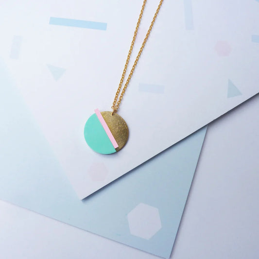 Horizon Necklace in Mint & Pink