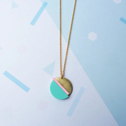 Horizon Necklace in Mint & Pink