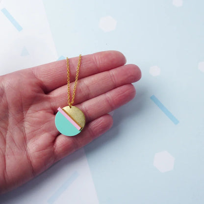 Horizon Necklace in Mint & Pink