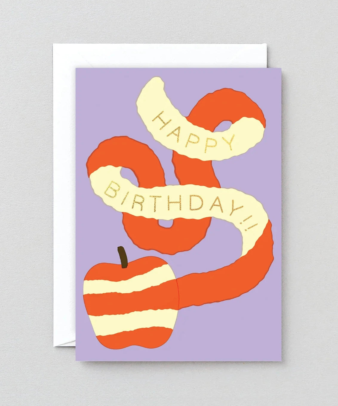 Elena Boils Happy Birthday Apple greetings card with gold foil detail
