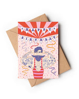 Birthday Circus Strongman  Card | Su Owen