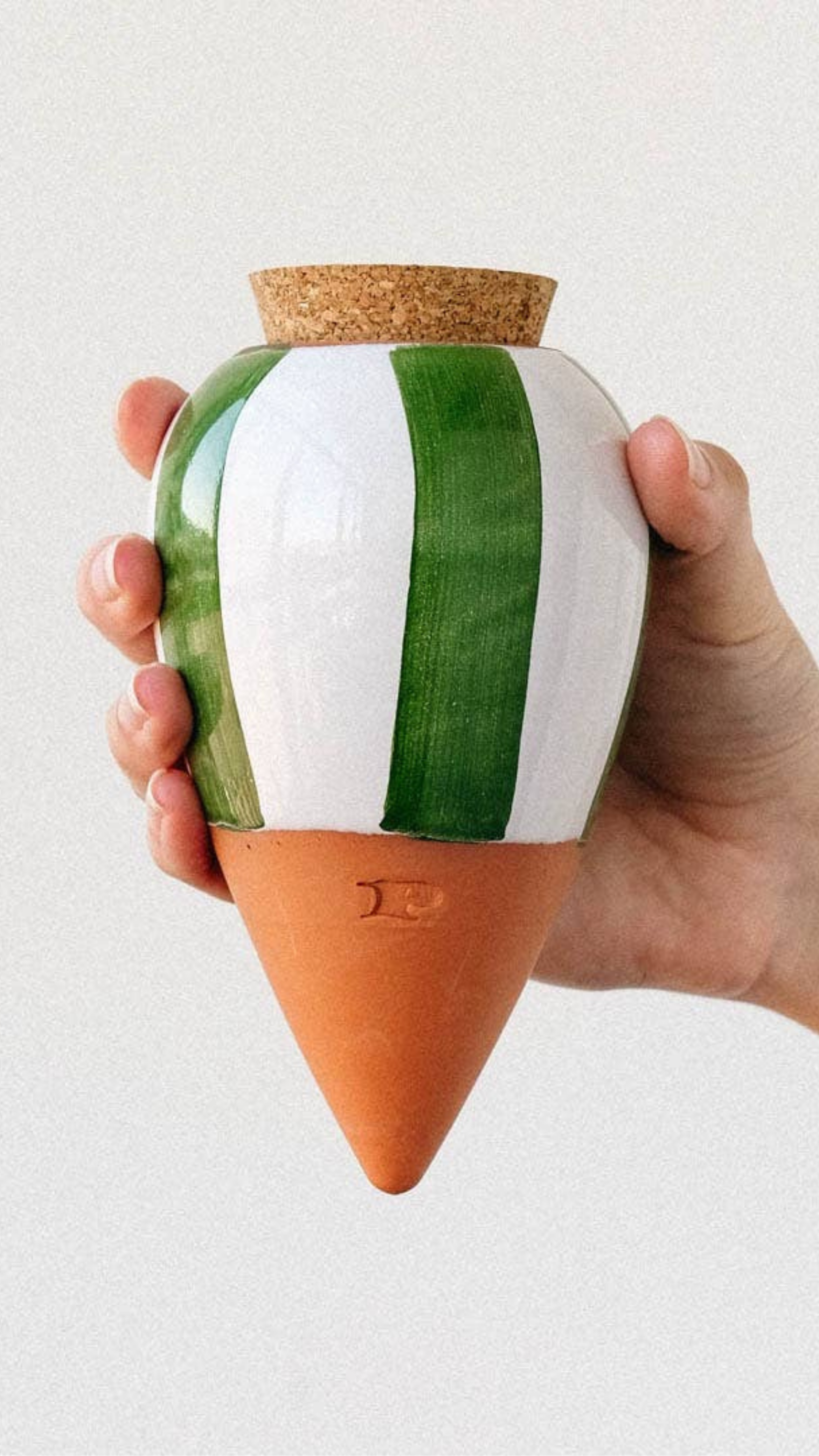 Olla Plant Waterer | Green and Ivory Stripes