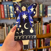 Butterfly Woman Sitting Joyeux Noel Greeting Card - Midnight Floral