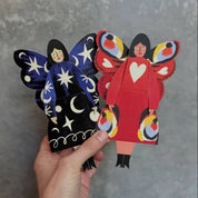 Butterfly Woman Sitting Joyeux Noel Greeting Card - Midnight Floral