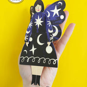 Butterfly Woman Sitting Joyeux Noel Greeting Card - Midnight Floral