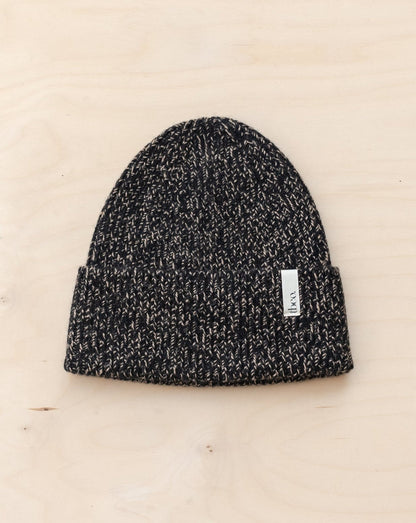 Cashmere & Merino Beanie in Black Fleck