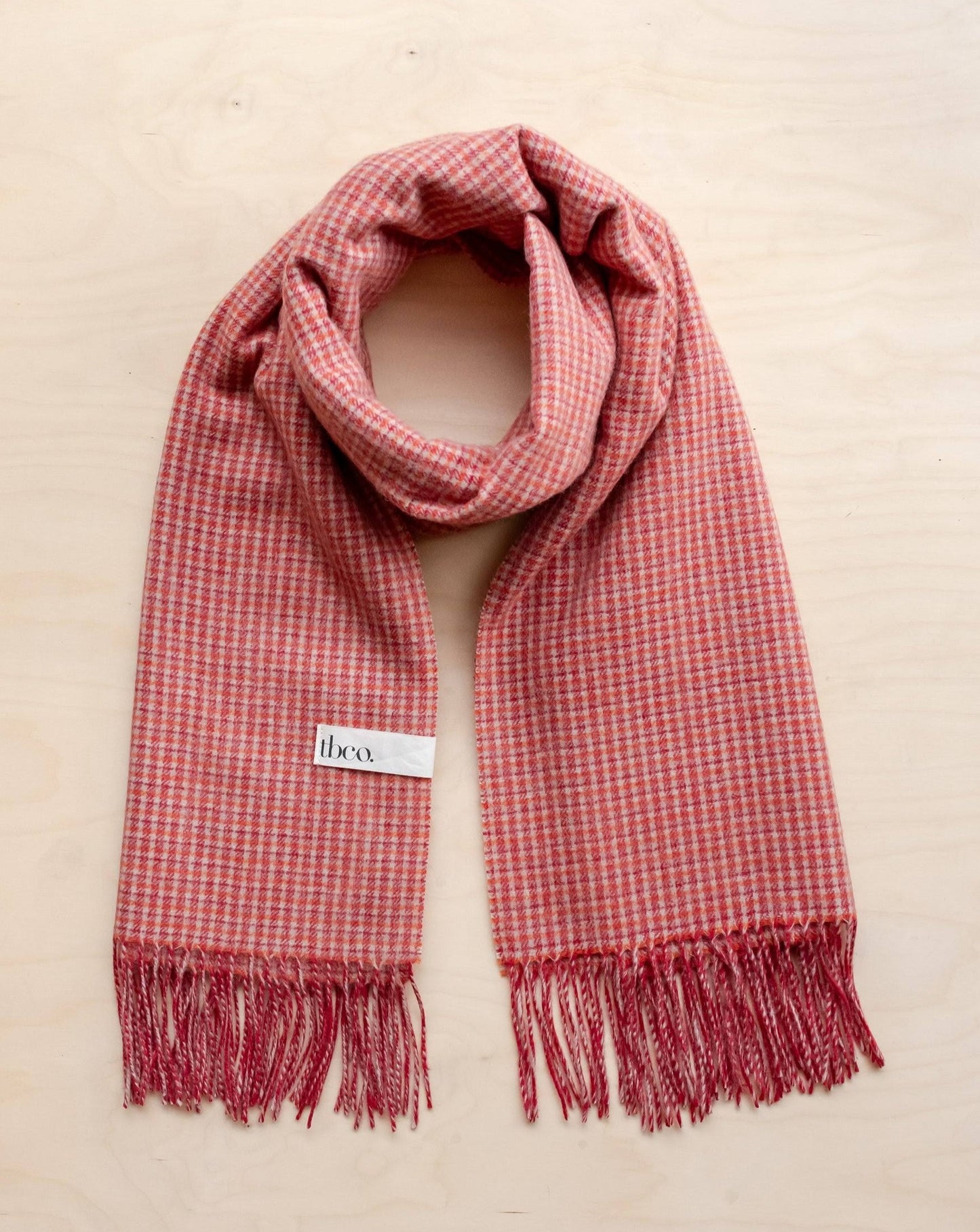 Lambswool Blanket Scarf in Berry Textured Check