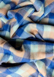 Lambswool Kids Scarf in Blue Multi Gingham