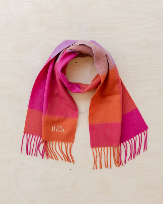 Lambswool Kids Scarf in Pink Grid Check