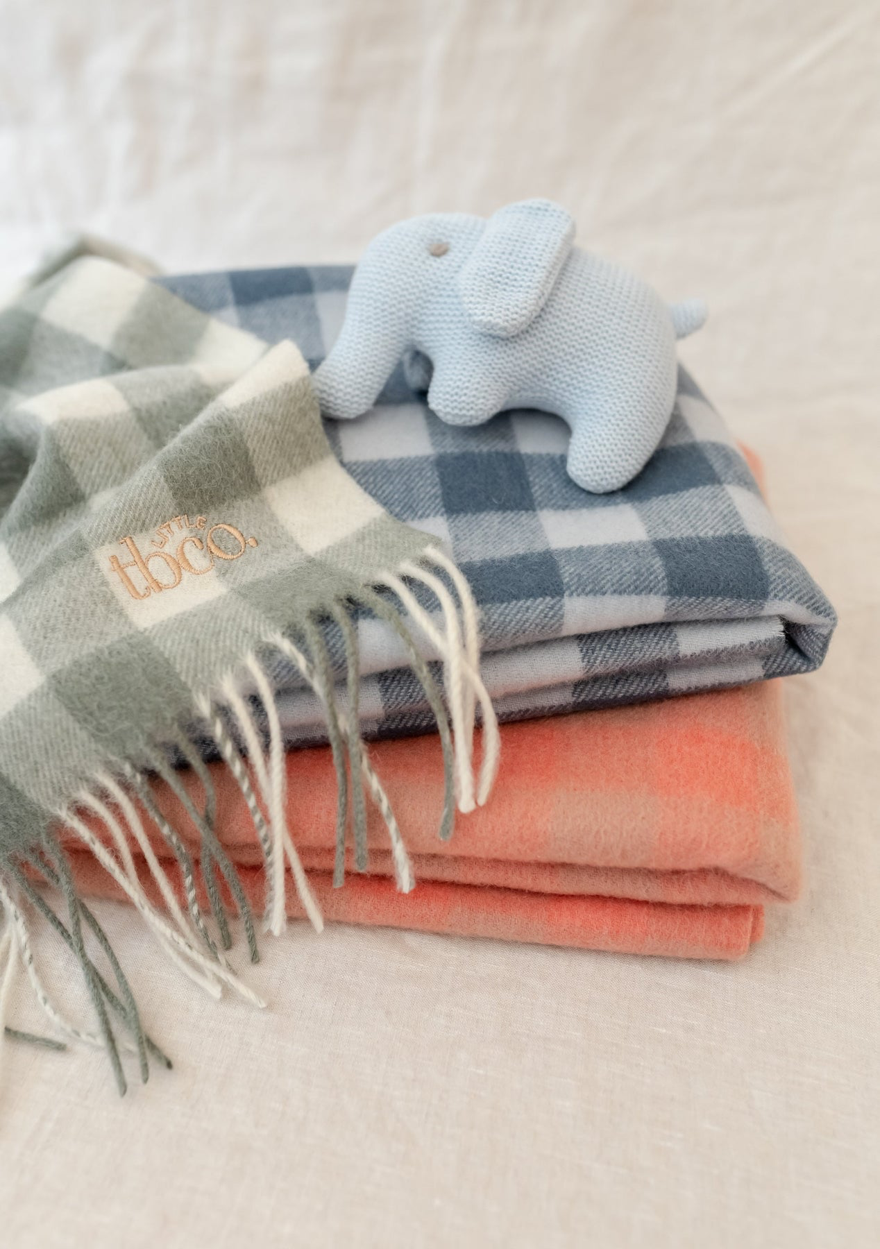 Super Soft Lambswool Baby Blanket in Sage Gingham