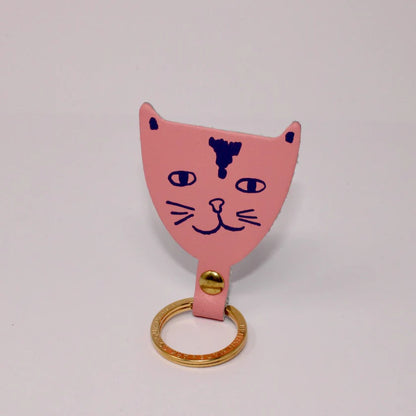 Cat Head Leather Keyring