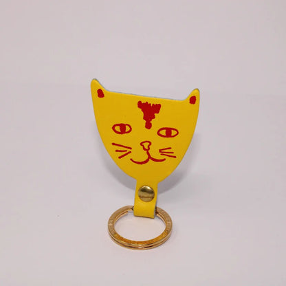 Cat Head Leather Keyring