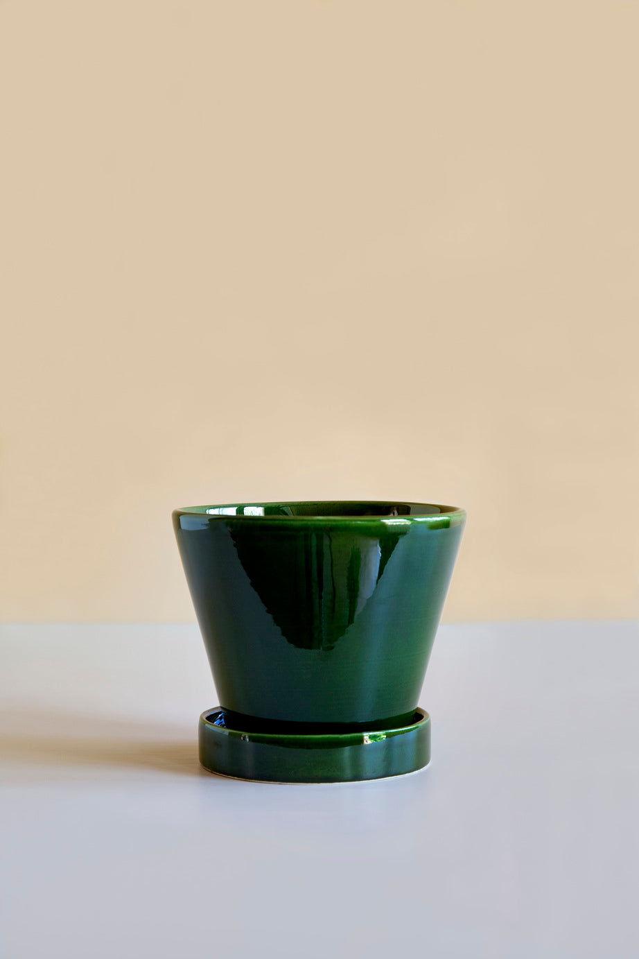 Julie | Glazed Emerald Green Pot & Saucer
