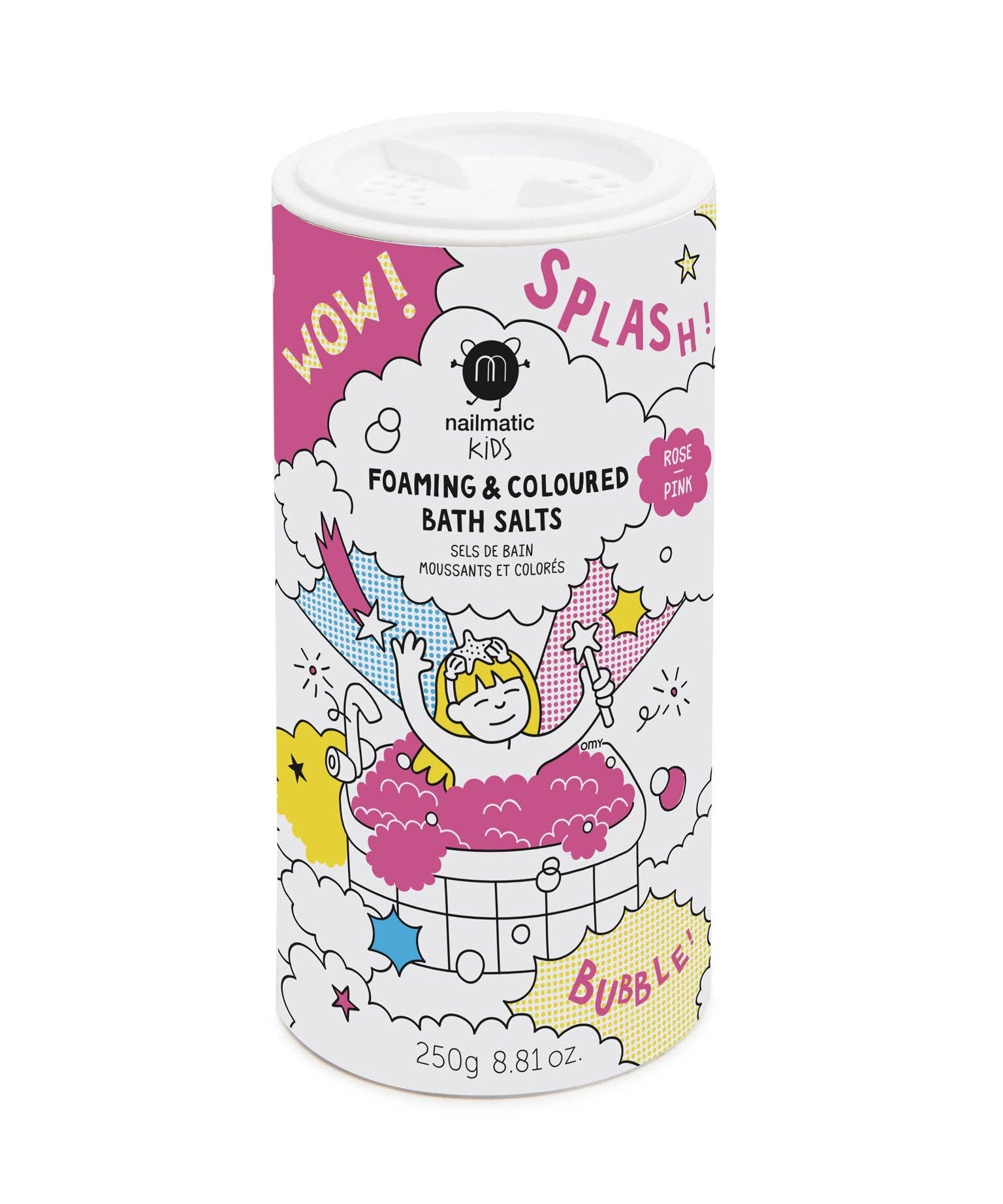 Nailmatic Kids foaming bath salts, pink, 250g pot
