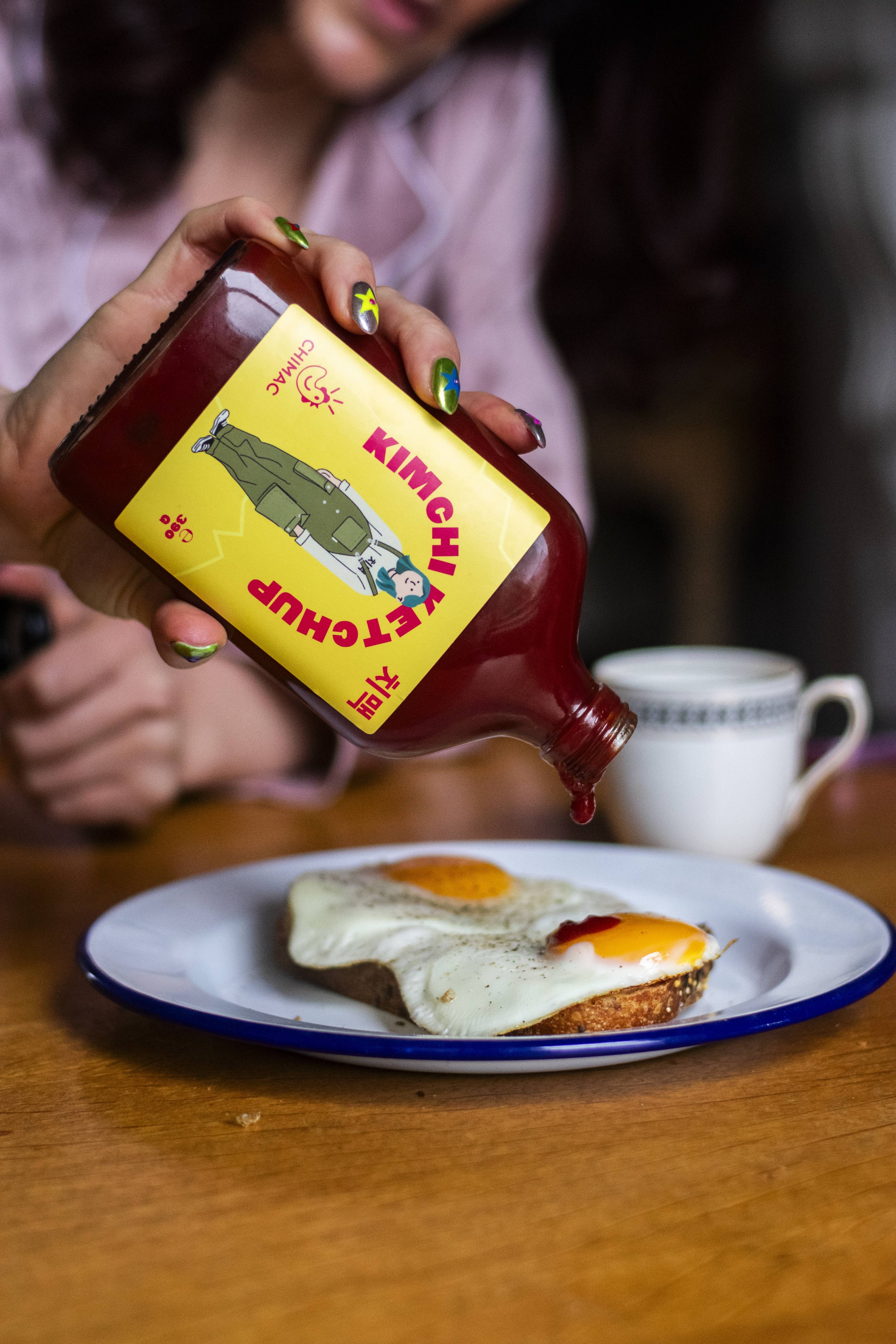 Chimac kimchi ketchup, bottle of Korean style tomato sauce