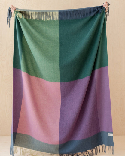 Lambswool Blanket in Teal Frame Check