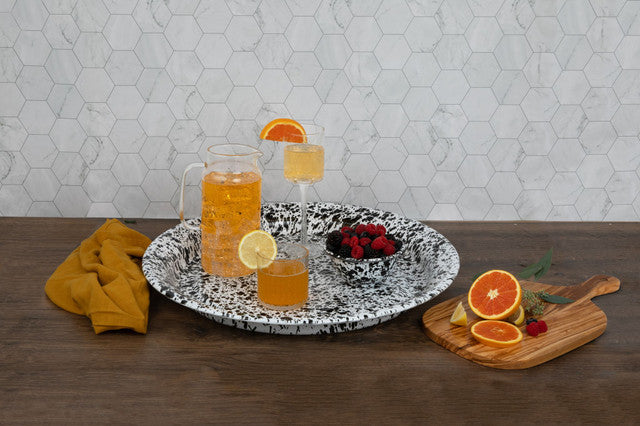 Splatter Enamelware Large Round Tray