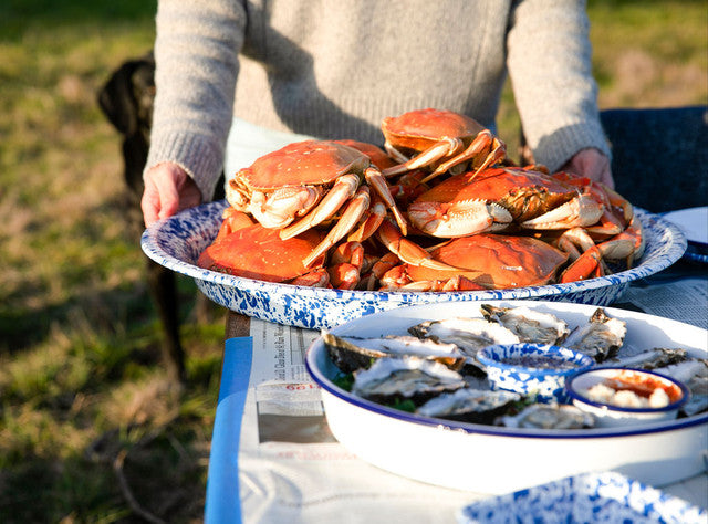 Splatter Enamelware Large Round Tray