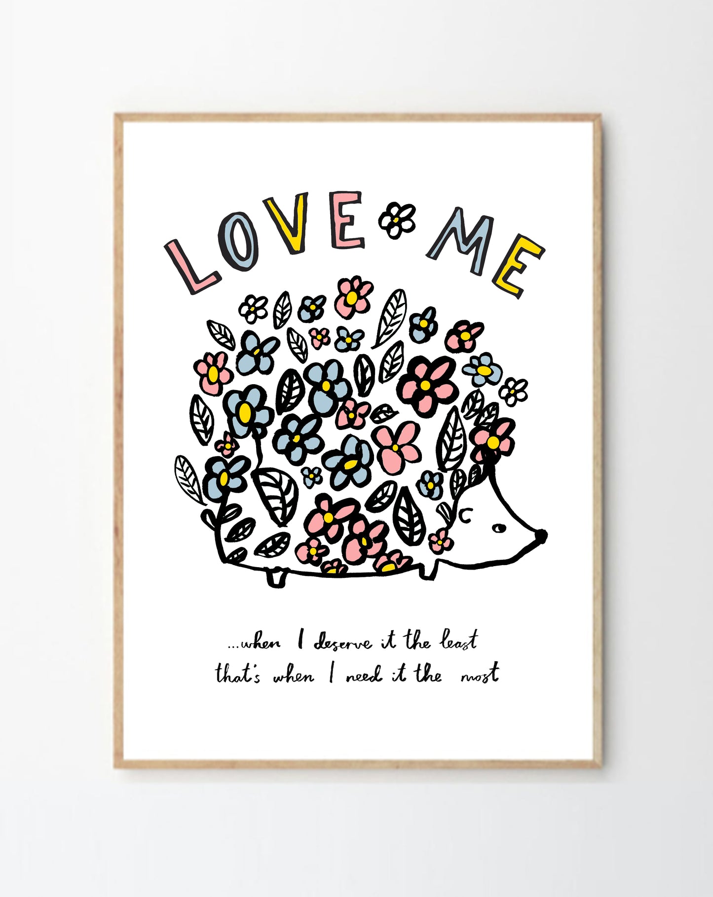 Love Me Floral Hedgehog Print
