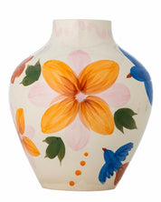 Bloomingville Maricala vase, stoneware with hand painted blue birds and florals