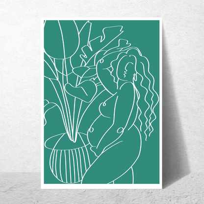 The Every Space Mum To Be A4 or A3 print in turquoise by Babes and Botanicals 