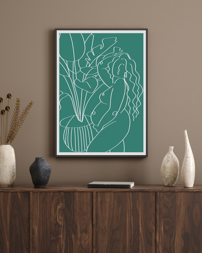 The Every Space Mum To Be A3 print in turquoise by Babes and Botanicals 
