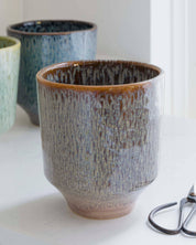 Ivyline mocha brown reactive glaze ceramic orchid planter, 13cm