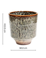 Ivyline Orchid Planter | Mocha Brown Reactive Glaze Ceramic Plant Pot, 13cm