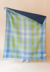 Recycled Wool Picnic Blanket | Blue Gradient Gingham