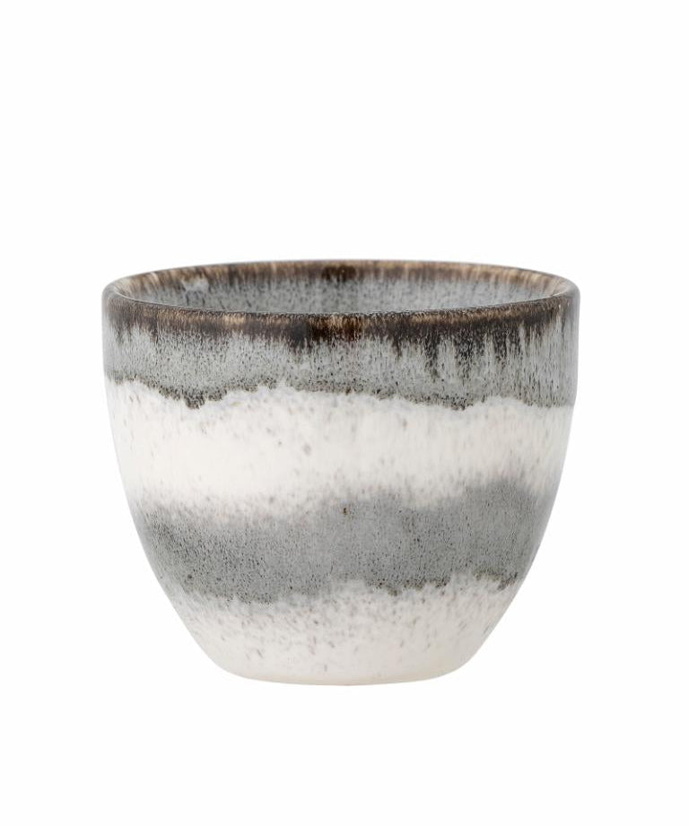 Ceramic pot with gray and white gradient on a white background