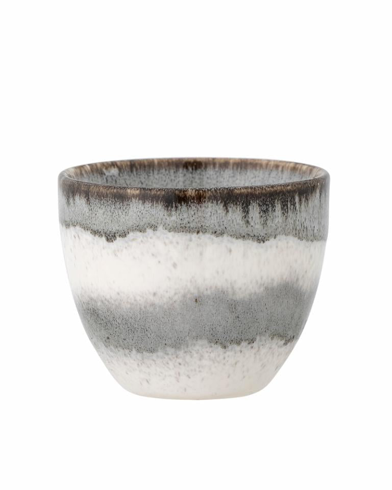 Ceramic pot with gray and white gradient on a white background