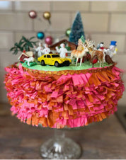 Luxury Tissue Paper | Chequerboard Diagonal Ginger & Fluorescent Pink