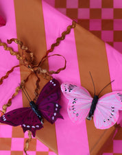 Luxury Tissue Paper | Chequerboard Diagonal Ginger & Fluorescent Pink