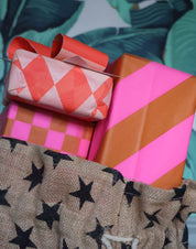 Luxury Tissue Paper | Chequerboard Diagonal Ginger & Fluorescent Pink
